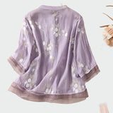 Pamukasta majica s izvezenim cvijećem