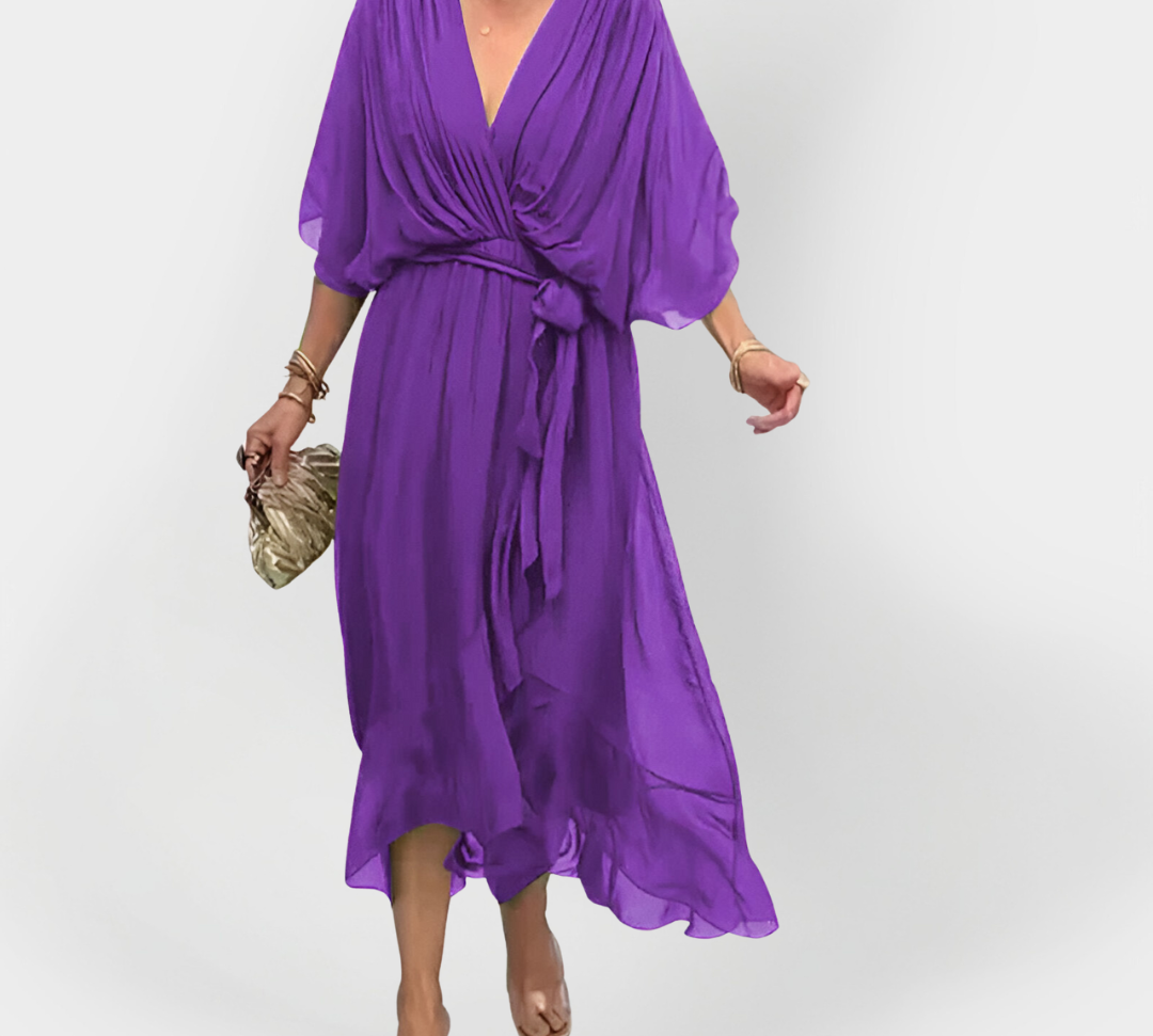 Svilena haljina s V-izrezom