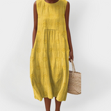 Elegantno pamučno brezrukavo haljina s džepovima