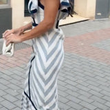 Dianne | Retro Prugasta Maxi Haljina
