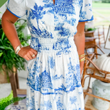 Camille™ | Klasična maksi haljina s toile uzorkom