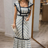Dianne | Retro Prugasta Maxi Haljina