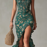 Antonija | Elegantna Boho Haljina s Prorezom Jade