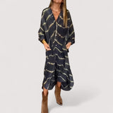 Maren™ | Prugasta maxi haljina