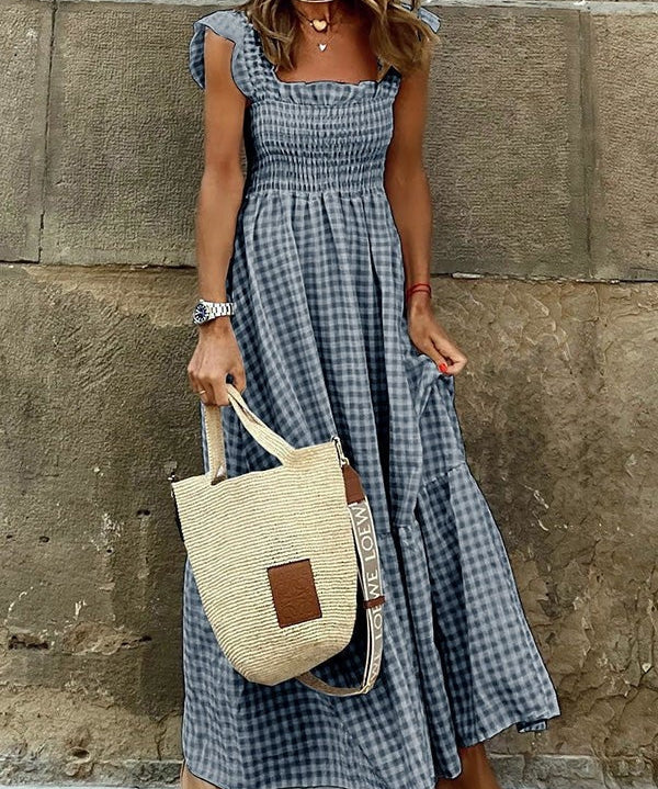 Ivara – Elegantna Plaid Ljetna haljina