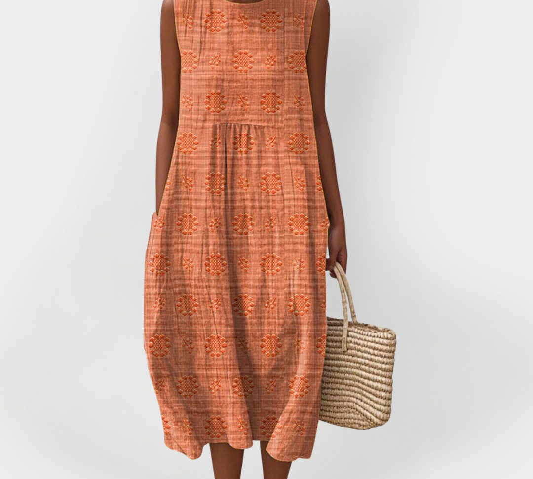 Elegantno pamučno brezrukavo haljina s džepovima