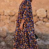 Nathalie – Robe col V imprimé rétro