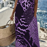 Wren™ | Ženska maksi haljina bez rukava s leopard patchwork printom