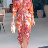 Eva | Sun Escape Jedinstvena Print Dolman Midi Haljina