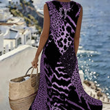 Wren™ | Ženska maksi haljina bez rukava s leopard patchwork printom