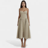 Retro midi haljina s tanka naramenica