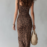 Midi haljina s retro leopard uzorkom i rubom inspiriranim gljivama