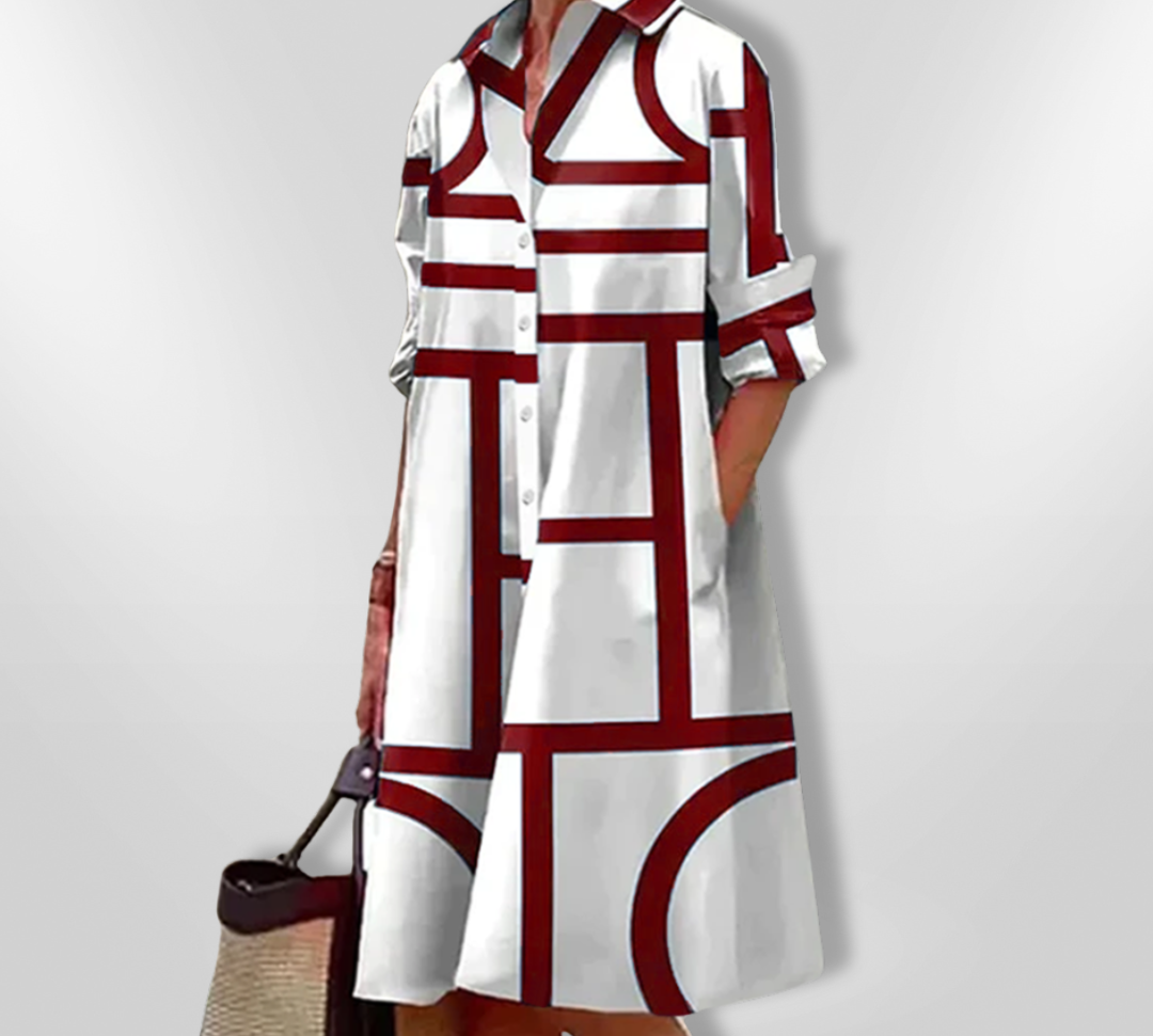 Srednje midi haljina s geometrijskim uzorkom