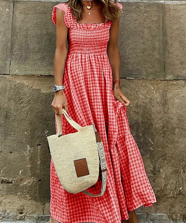 Ivara – Elegantna Plaid Ljetna haljina