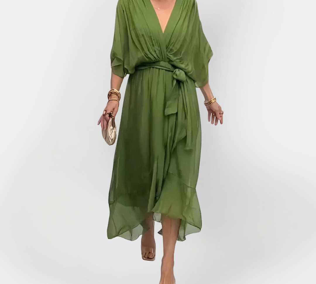 Svilena haljina s V-izrezom