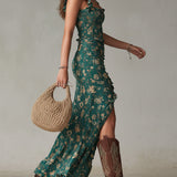 Antonija | Elegantna Boho Haljina s Prorezom Jade