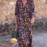 Nathalie – Robe col V imprimé rétro