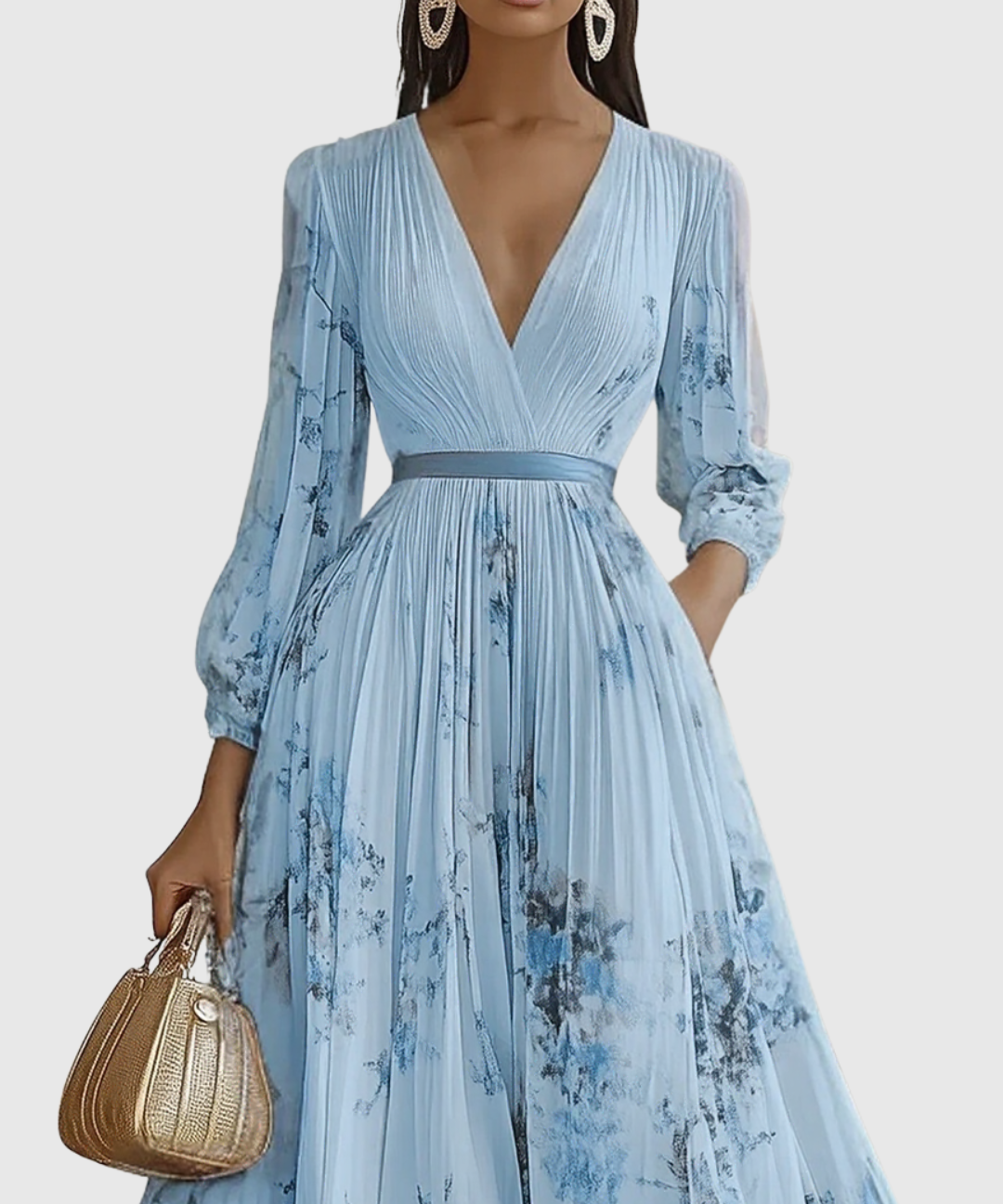 Rowella - Elegantna Plisirane Maxi Haljina