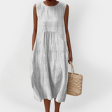 Elegantno pamučno brezrukavo haljina s džepovima
