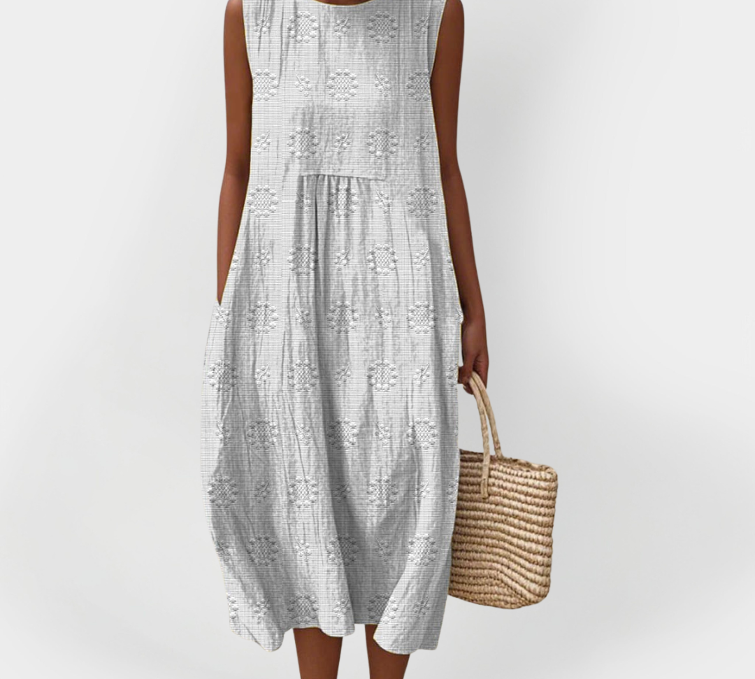 Elegantno pamučno brezrukavo haljina s džepovima