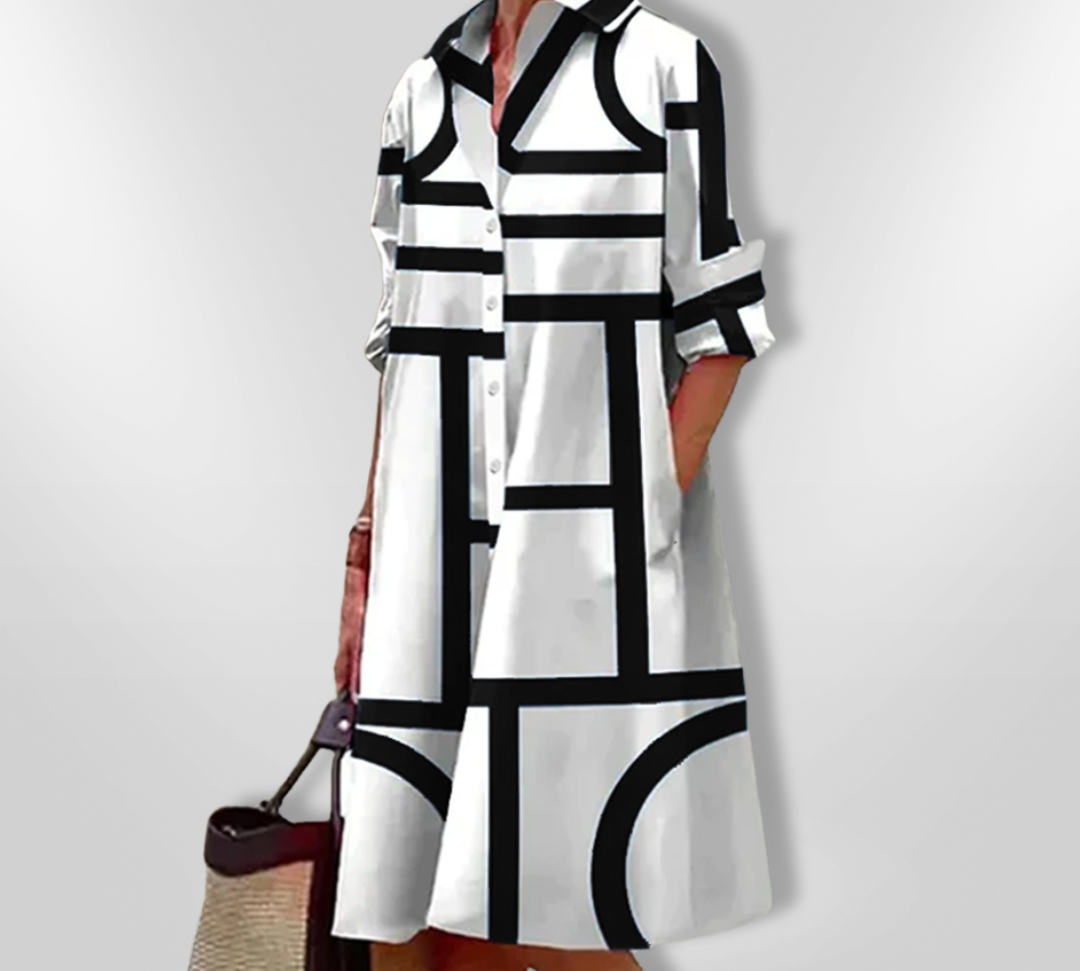 Srednje midi haljina s geometrijskim uzorkom