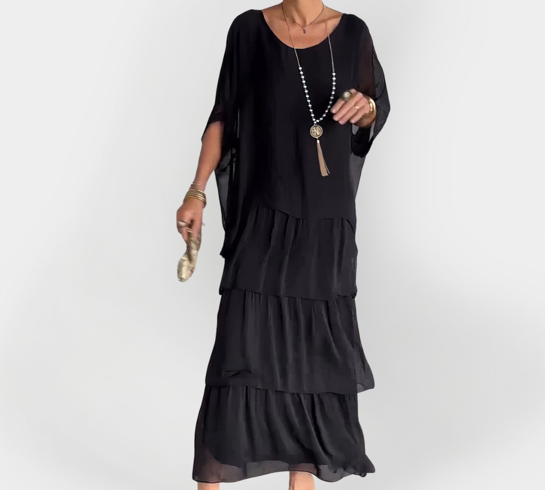 Haljina s plisom i efektom dvostrukog sloja