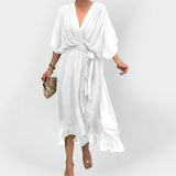 Svilena haljina s V-izrezom