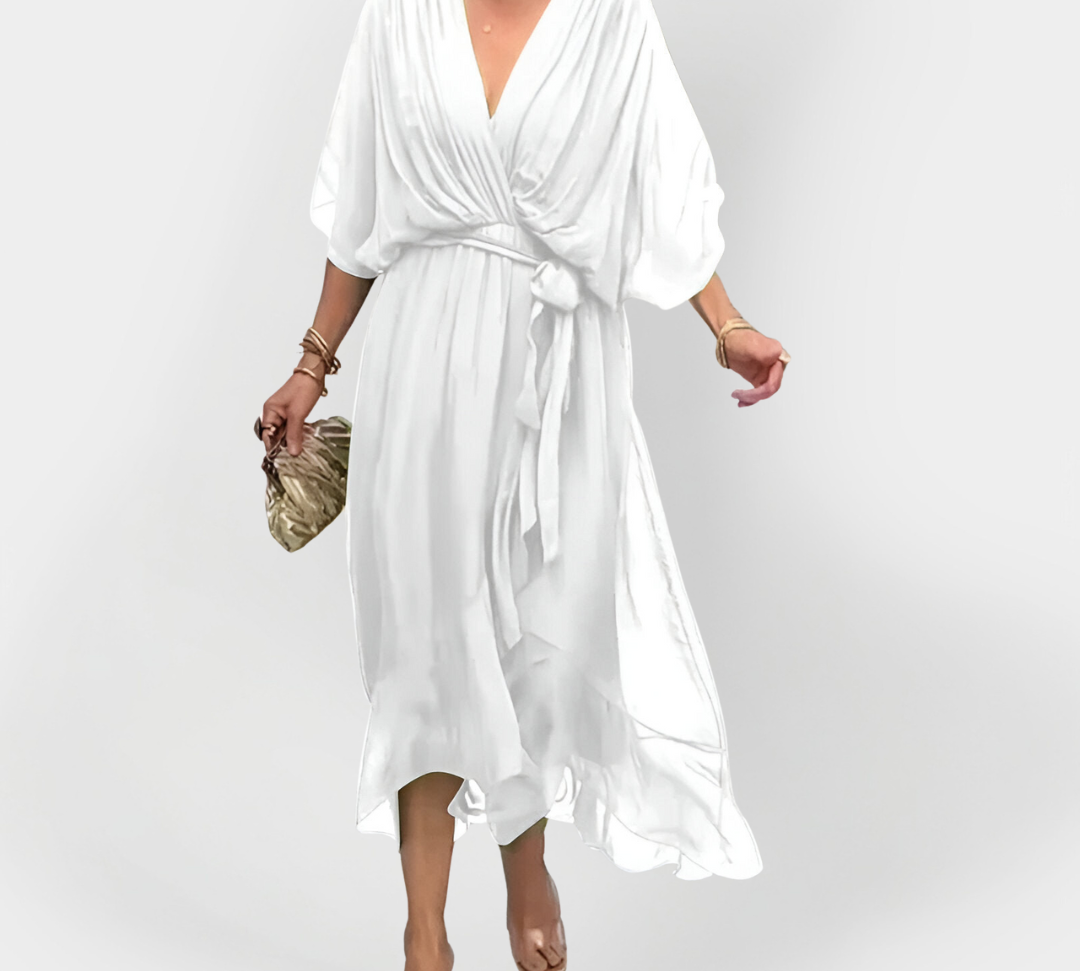 Svilena haljina s V-izrezom