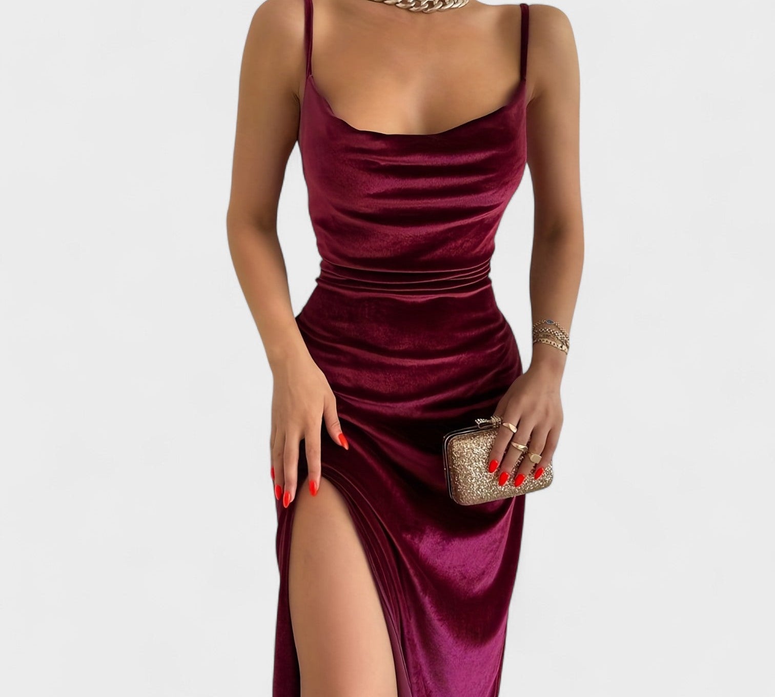 Kristina - Haljina od baršuna s bočnim prorezom