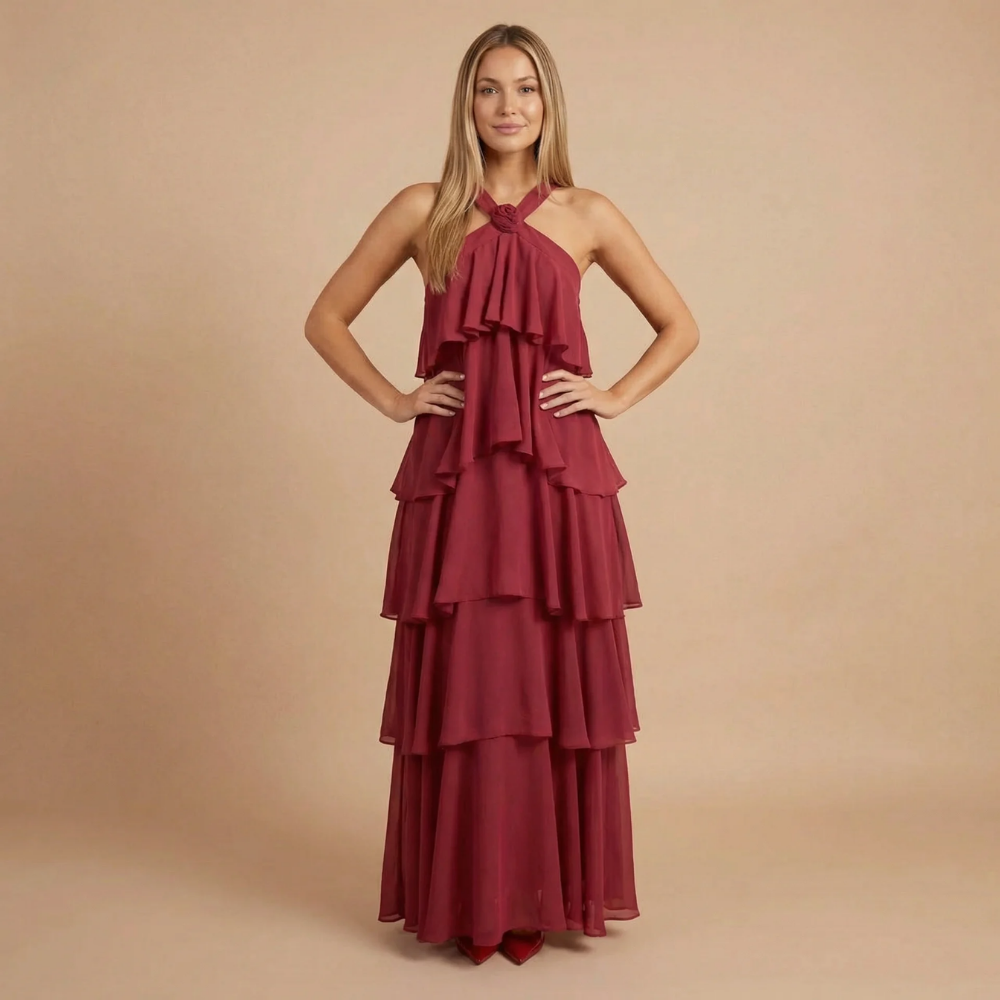 Ženska Halter Maxi Haljina s Katovima za Vjenčanje
