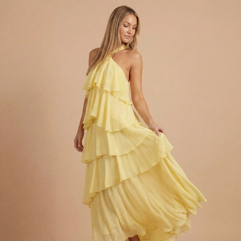 Ženska Halter Maxi Haljina s Katovima za Vjenčanje