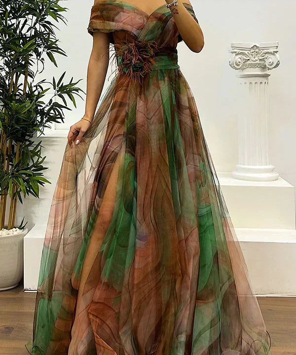 Julia™ | Elegantna maxi haljina s golim ramenima