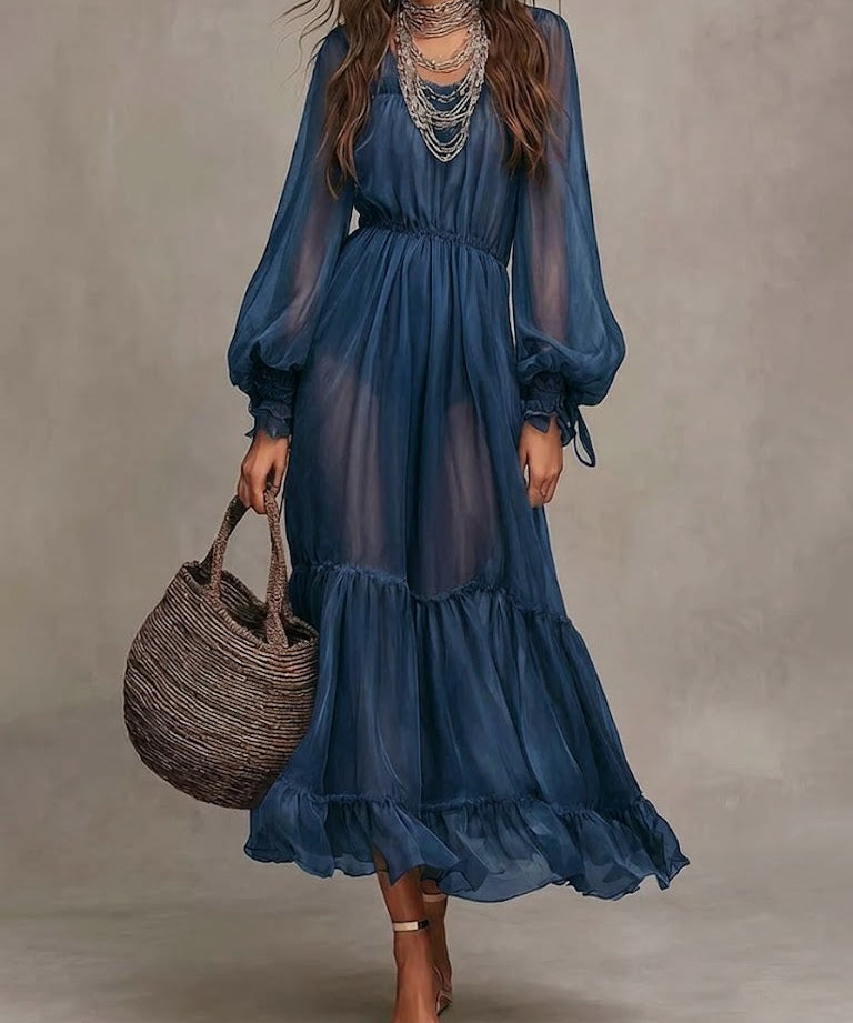 Gerda | Elegantna Midi Haljina s V-Izrezom
