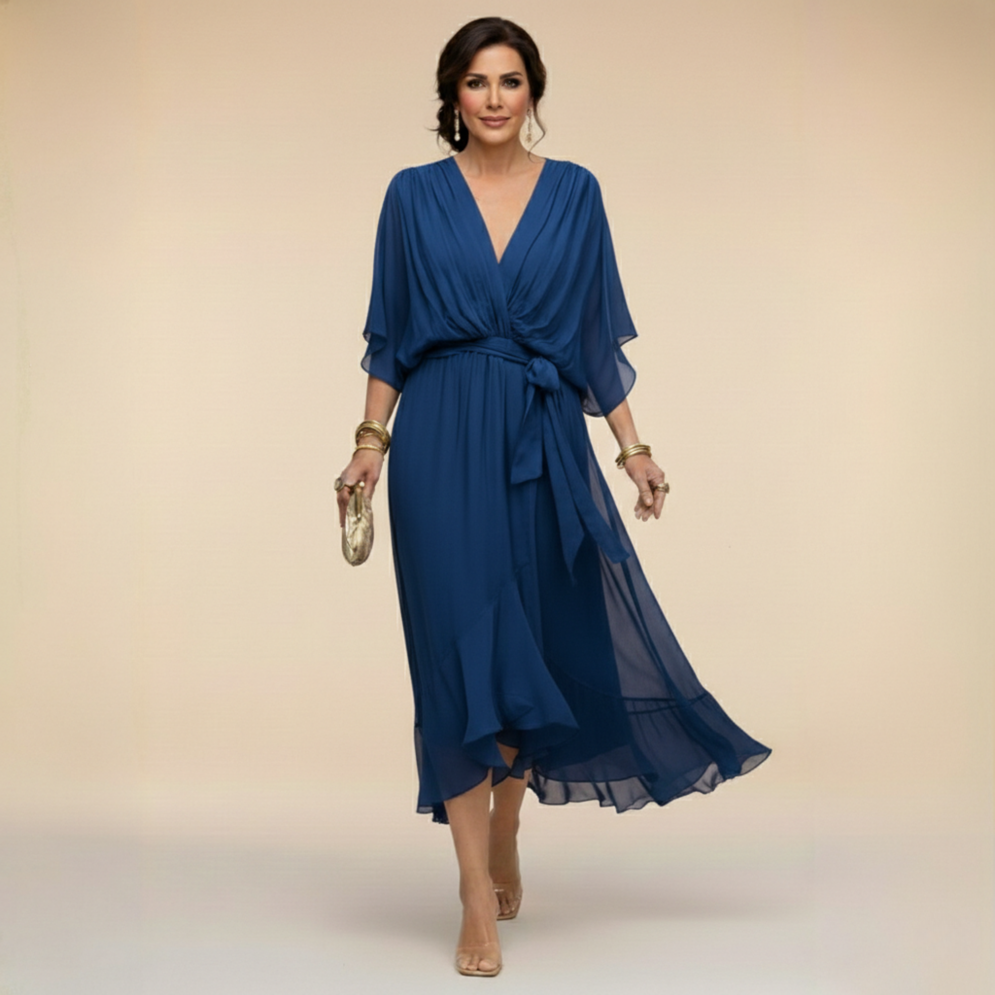 Monica | Chiffon haljina s V-izrezom