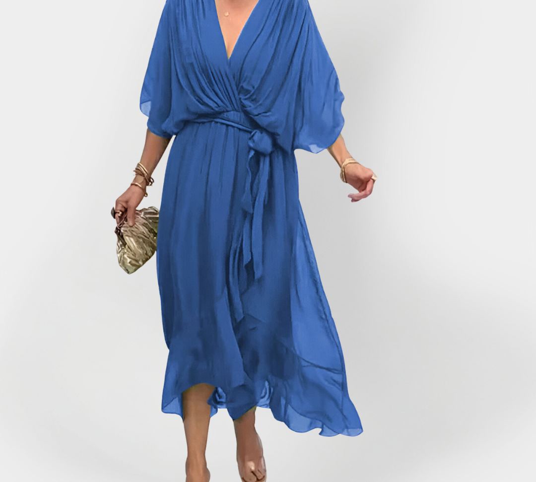 Svilena haljina s V-izrezom