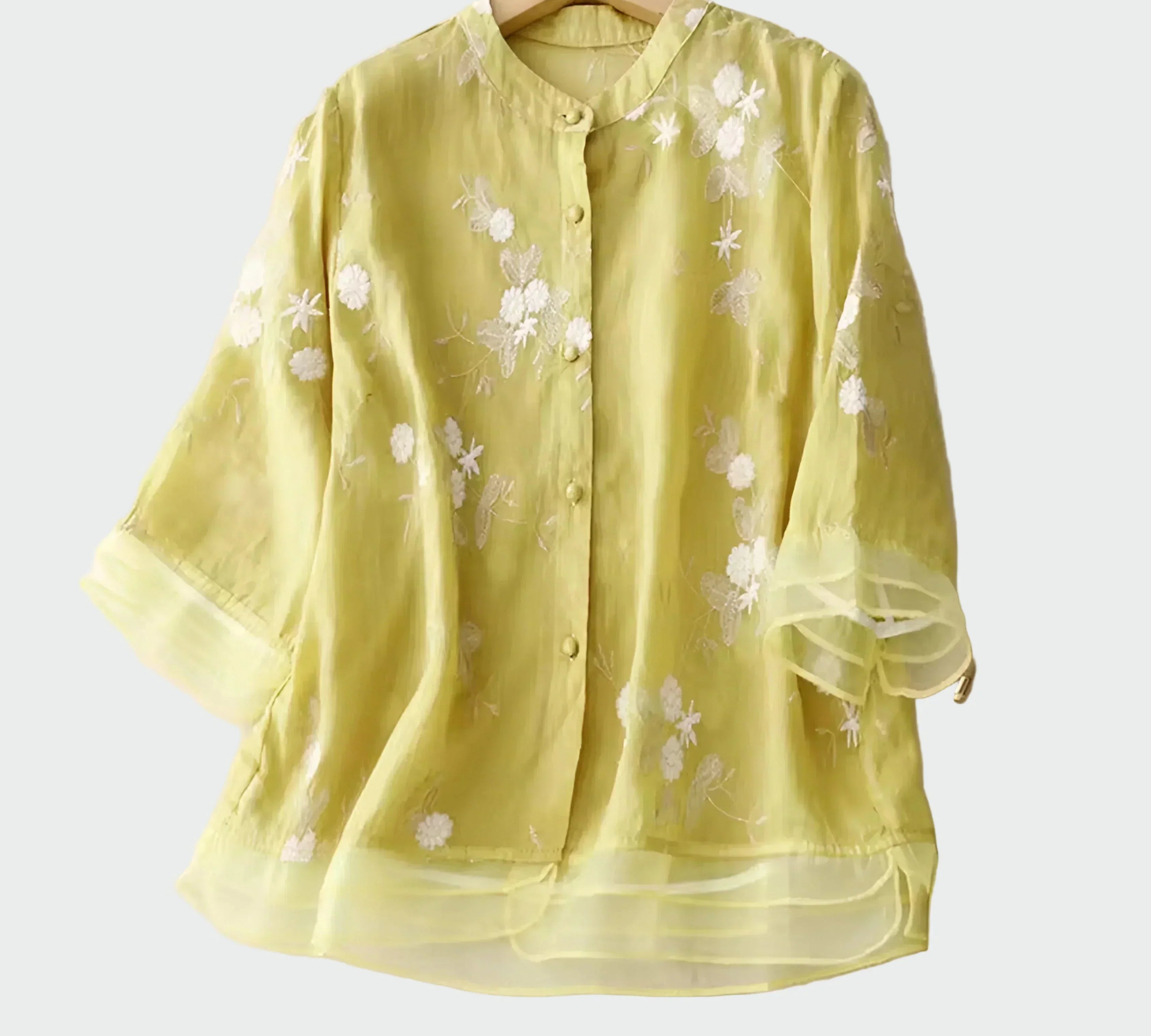 Pamukasta majica s izvezenim cvijećem