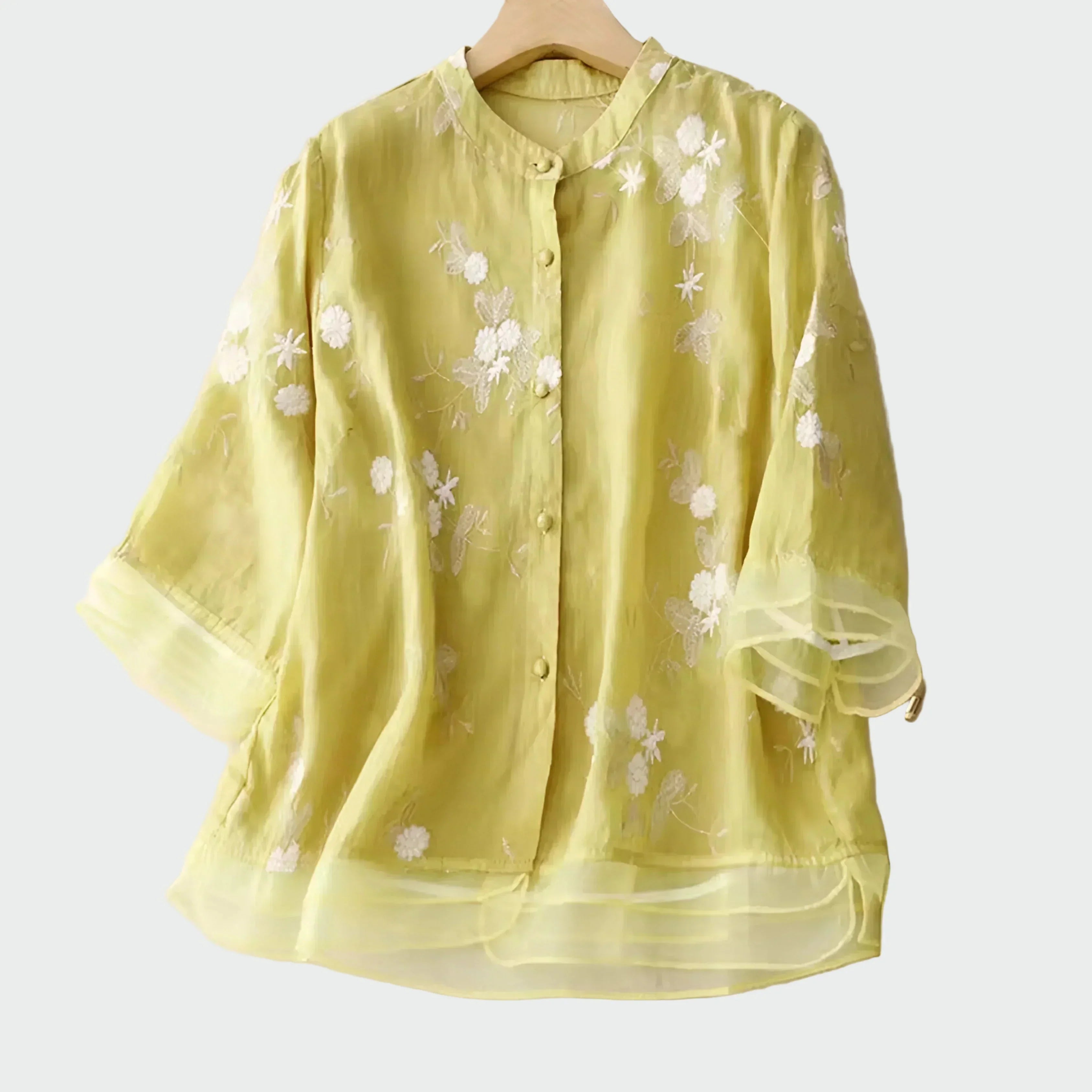 Pamukasta majica s izvezenim cvijećem