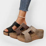 Udobne sandale s petom i patentnim zatvaračem