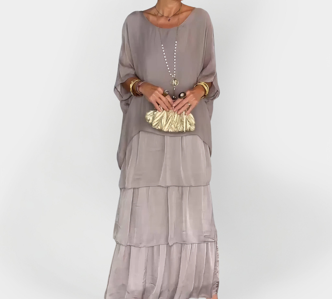 Haljina s plisom i efektom dvostrukog sloja