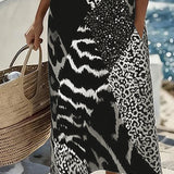 Wren™ | Ženska maksi haljina bez rukava s leopard patchwork printom