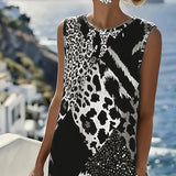 Wren™ | Ženska maksi haljina bez rukava s leopard patchwork printom