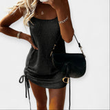 Bezrukavna Pletena Haljina s Remenom