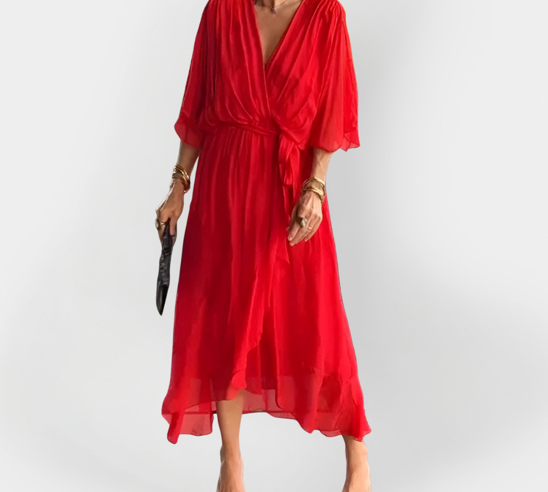 Svilena haljina s V-izrezom