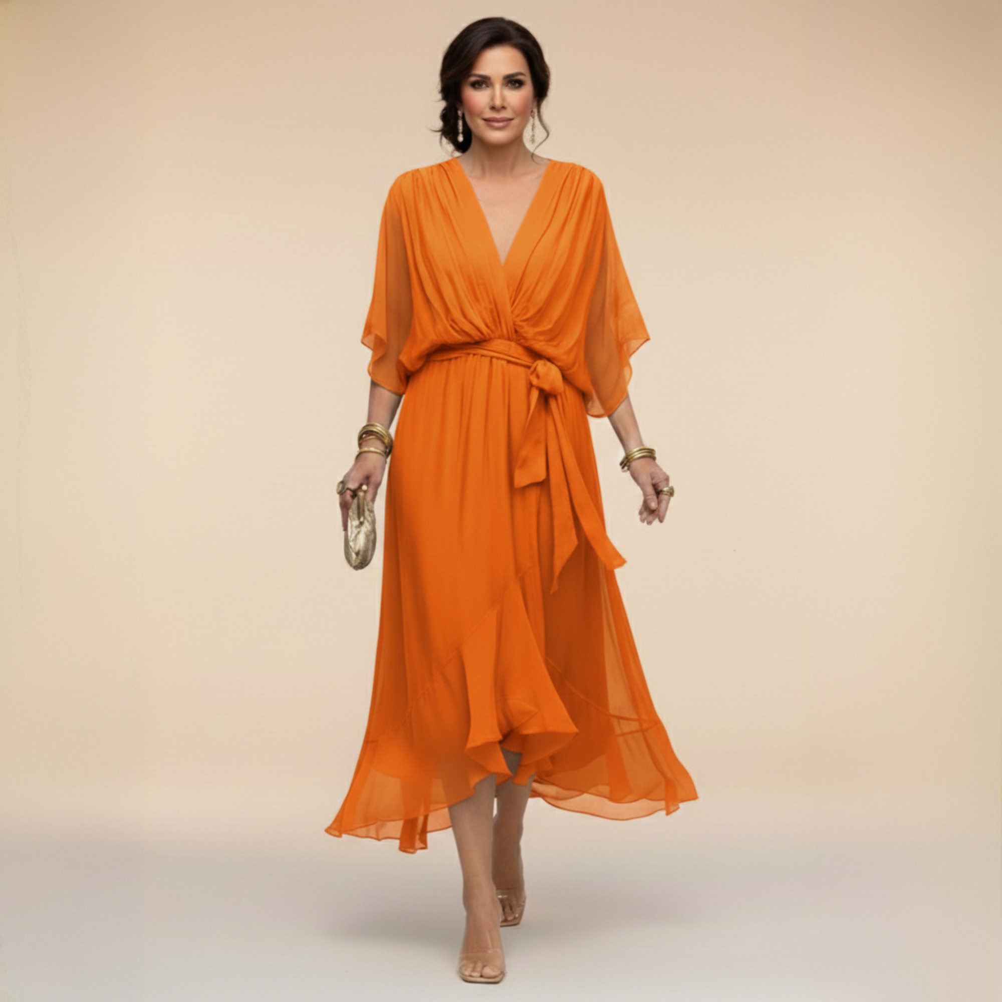 Monica | Chiffon haljina s V-izrezom