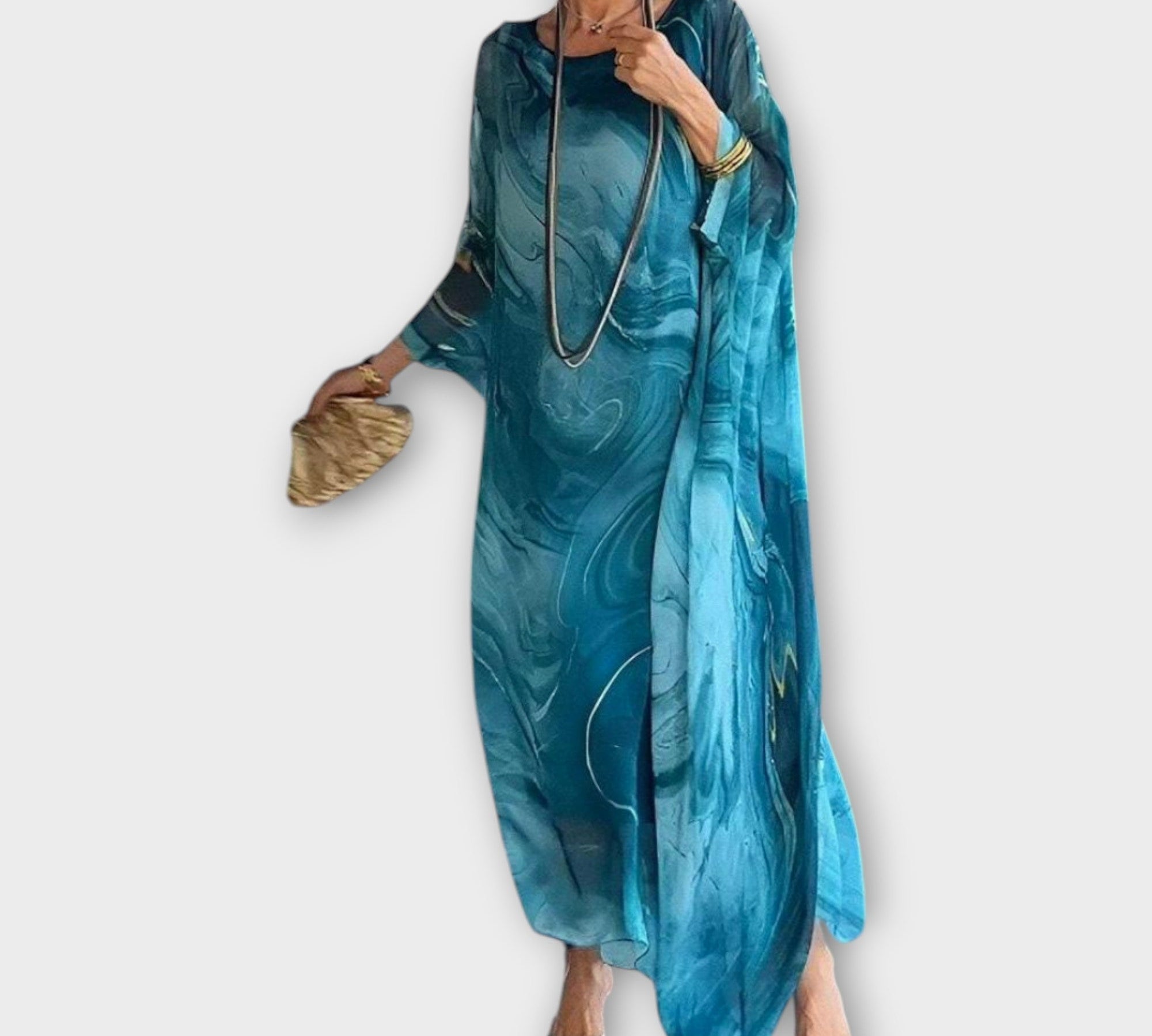 Maxi kaftan s prozirnom teksturom