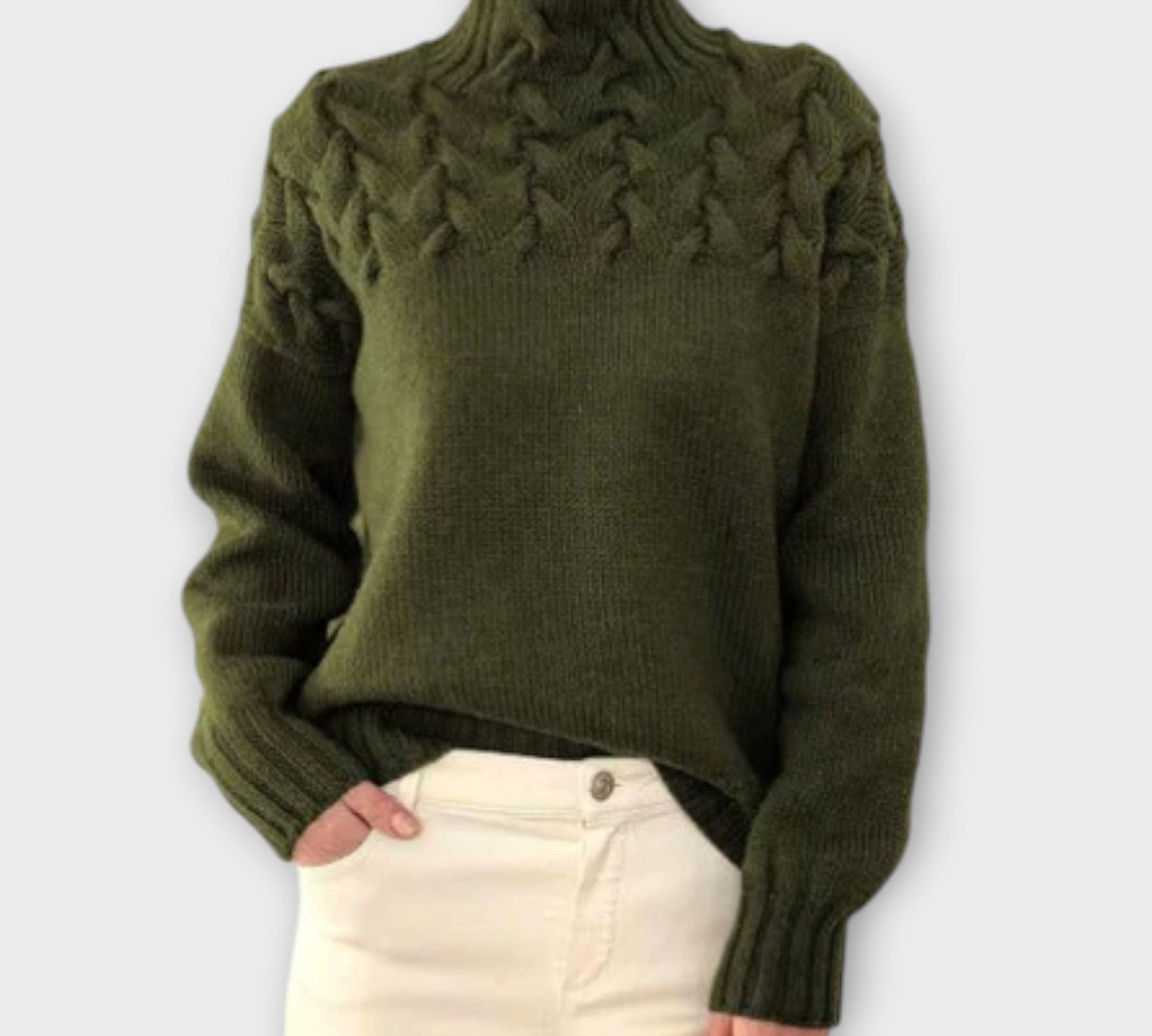 Eva - Ženski pulover s pletenim detaljima