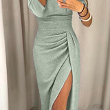 Elegantna off-shoulder gala haljina s elegantnim prorezom