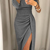 Elegantna off-shoulder gala haljina s elegantnim prorezom