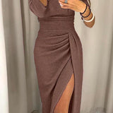 Elegantna off-shoulder gala haljina s elegantnim prorezom
