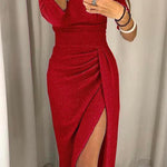 Elegantna off-shoulder gala haljina s elegantnim prorezom